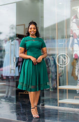 Elegant green skater dress
