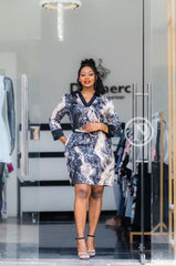 Elegant, stylish abstract print shift dress