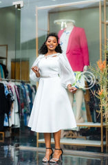 Elegant white midi dress