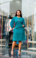 Elegant teal blue shift dress