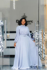 Elegant soft lilac maxi dress