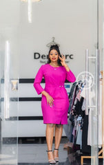 Elegant vibrant pink sheath dress