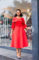 Elegant red midi dress