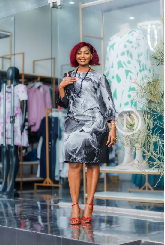 Elegant black and grey shift dress