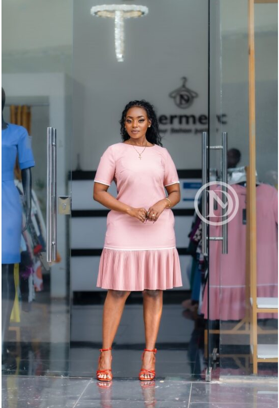 Peach pink A-line dress