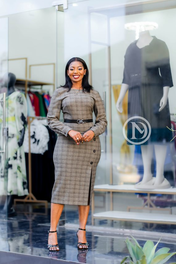 Elegant checked formal dress