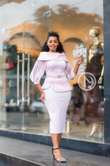 Elegant pink peplum bodycon dress
