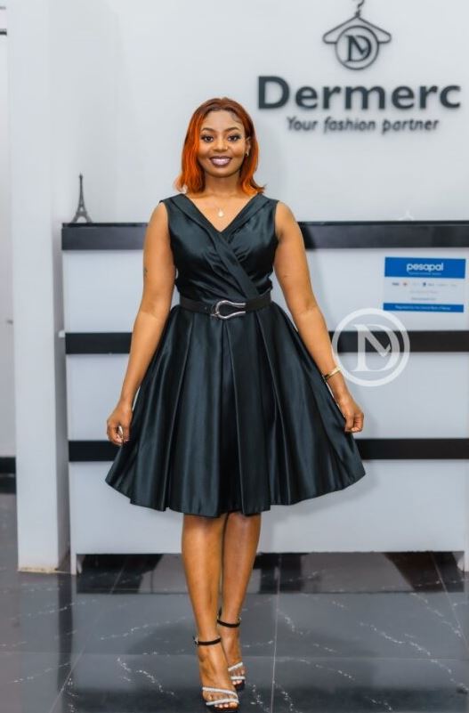 Elegant classic black skater dress