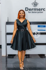 Elegant classic black skater dress