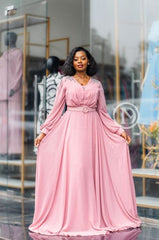 Elegant pink maxi dress