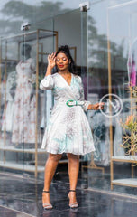 Elegant abstract print skater dress
