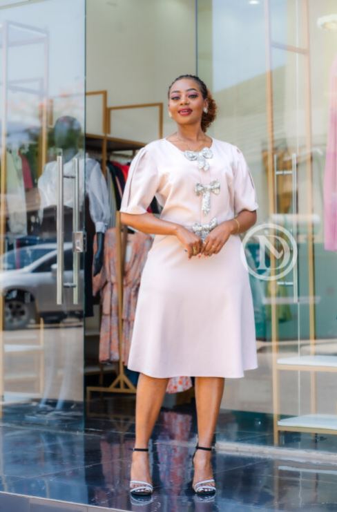 Elegant beige A-Line dress