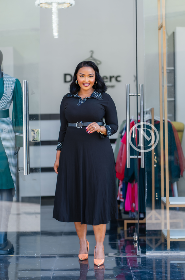 Black long sleeve skater dress