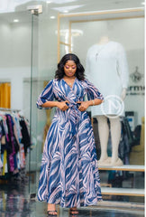 Elegant abstract print maxi dress