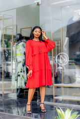 elegant red skater dress