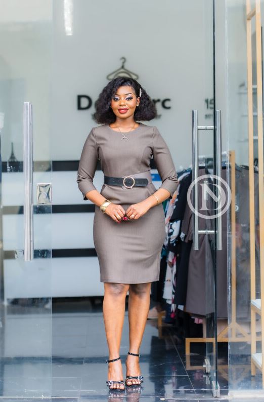 Elegant taupe sheath dress