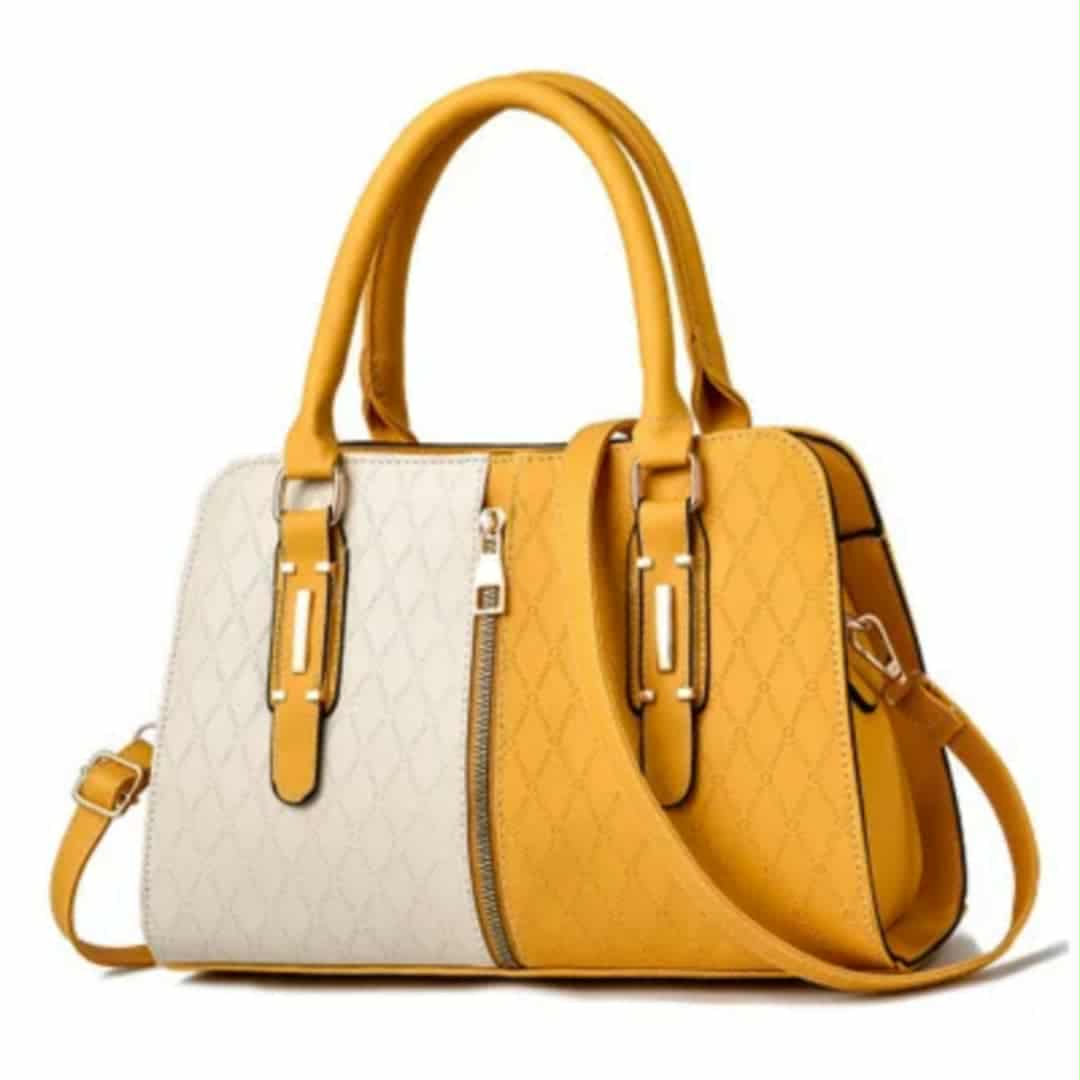 Elegant mustard yellow and cream handbag