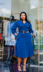 Elegant blue midi dress