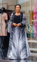 Elegant black-and-white monochrome maxi dress