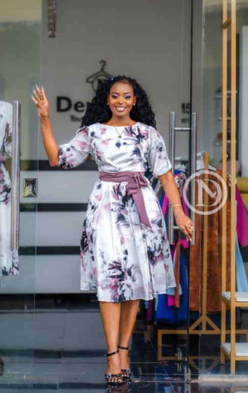 Elegant floral A-line dress