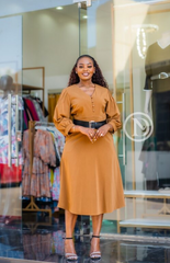 Elegant camel midi dress