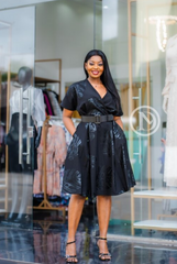 Elegant , chic black skater dress