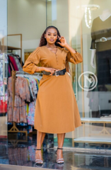 Elegant camel midi dress