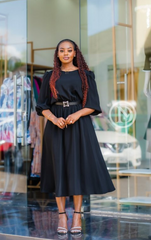 Elegant black midi dress