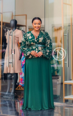 Elegant emerald-green and gold maxi gown