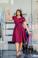 Elegant dark raspberry official skater dress