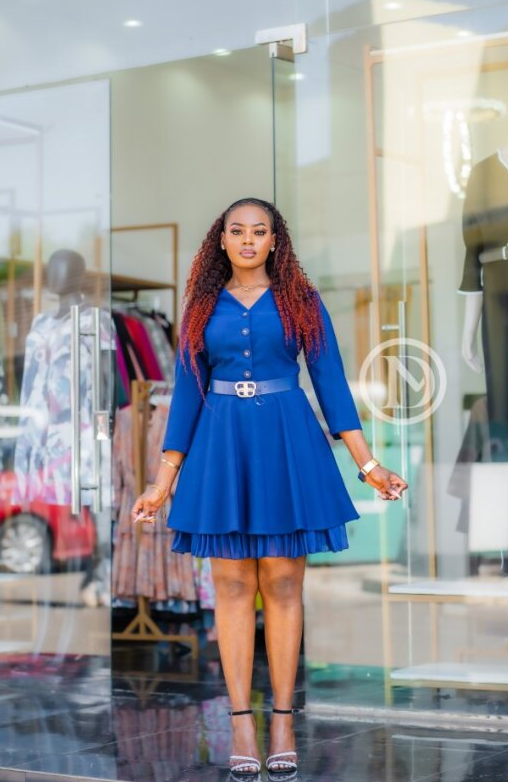 Elegant, chic, royal blue skater dress