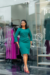 elegant green sheath dress